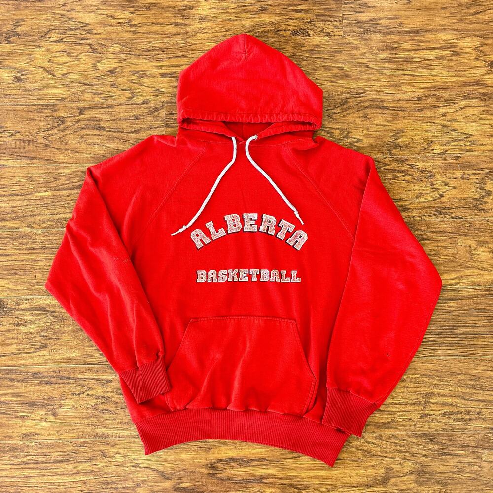 Vintage Pep Actionwear Alberta Basketball Canada Red Hoodie Sweatshirt Large